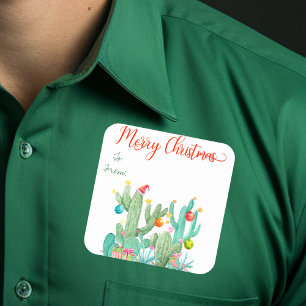 Südwest-Kaktus-Weihnachts-Geschenkanhänger-Aufkleb Quadratischer Aufkleber