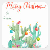 Südwest-Kaktus Weihnachtsgeschenk-Etikett Quadratischer Aufkleber (Vorderseite)