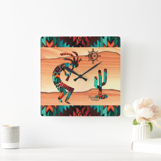 Südwest-Kokopell-Platz-Uhr Quadratische Wanduhr (Zuhause)