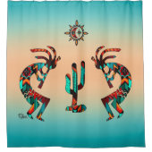 Südwest Kokopell und Kaktus Duschvorhang (Vorderseite)