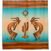 Südwest Kokopell und Kaktus Duschvorhang (Vorderseite)