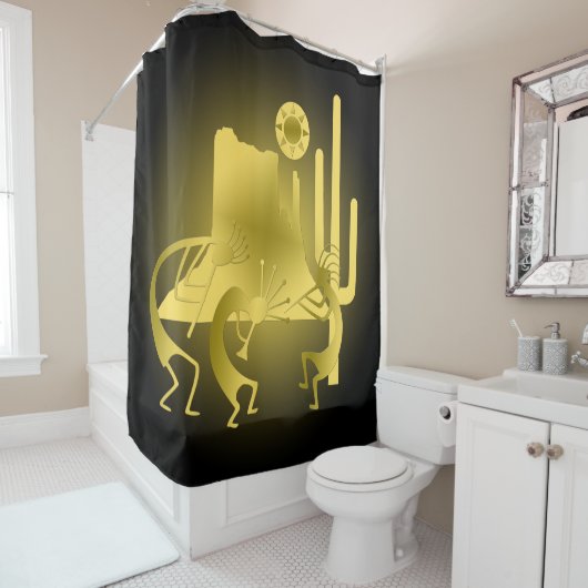 Südwest Kokopelli in Black & Gold Duschvorhang (Beispiel)