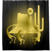Südwest Kokopelli in Black & Gold Duschvorhang (Vorderseite)