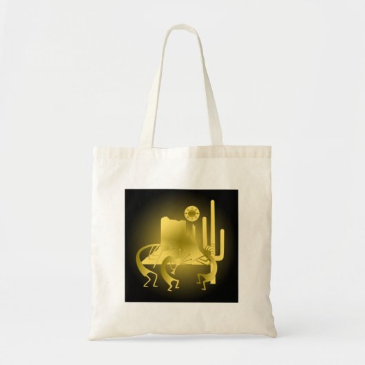 Südwest Kokopelli in Black & Gold Tragetasche (Vorne)