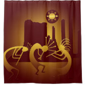 Südwest Kokopelli in Burgund und Gold Duschvorhang (Vorderseite)