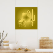 Südwest Kokopelli in Gold Poster (Küche)