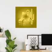 Südwest Kokopelli in Gold Poster (Heimbüro)
