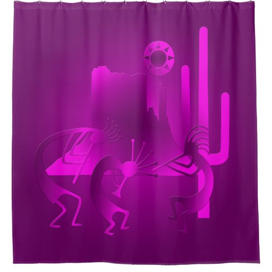 Südwest Kokopelli Lila Duschvorhang (Vorderseite)