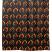 Südwest Kokopelli Muster Orange und Schwarz Duschvorhang (Vorderseite)