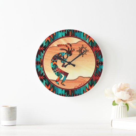 Südwest Kokopelli Round Clock Große Wanduhr (Zuhause)