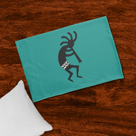 Südwest Kokopelli Schwarz und Aquamarin Kissenbezug