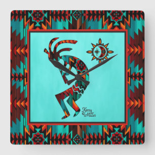 Südwest Kokopelli Square Wall Clock Quadratische Wanduhr