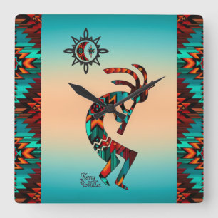 Südwest Kokopelli Square Wall Clock Quadratische Wanduhr