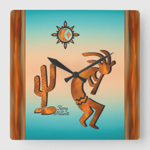 Südwest Kokopelli Square Wall Clock Quadratische Wanduhr