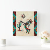 Südwest Kokopelli Square Wall Clock Quadratische Wanduhr (Zuhause)