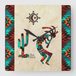 Südwest Kokopelli Square Wall Clock Quadratische Wanduhr