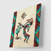 Südwest Kokopelli Square Wall Clock Quadratische Wanduhr (Winkel)