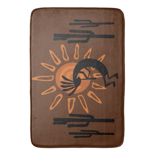 Südwest Kokopelli Sun Rustic Bath Mat Badematte (Vorderseite Vertikal)