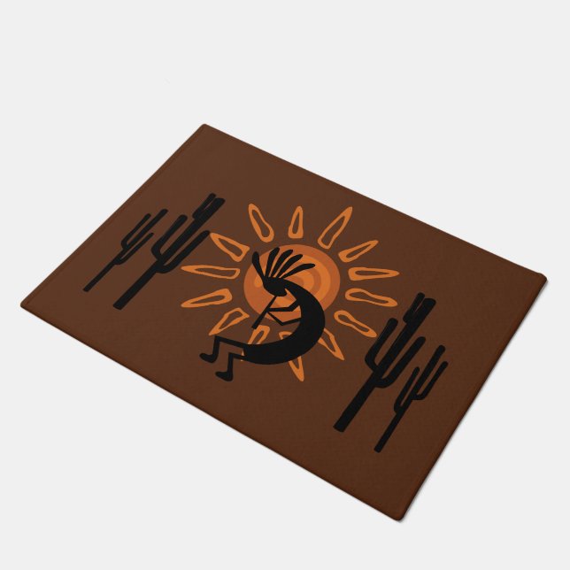 Südwest Kokopelli Sun Rustic Door Mat Fußmatte (Schrägansicht)