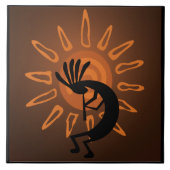 Südwest Kokopelli Sun Rustic Large Tile Fliese (Vorderseite)