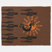 Südwest Kokopelli Sun Rustic Lg Fleece Blanket (Vorderseite (Horizontal))