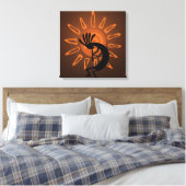Südwest Kokopelli Sun Rustikal Wrapped Canvas Leinwanddruck (Insitu (Schlafzimmer))