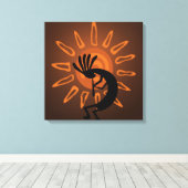 Südwest Kokopelli Sun Rustikal Wrapped Canvas Leinwanddruck (Insitu (Holzboden))