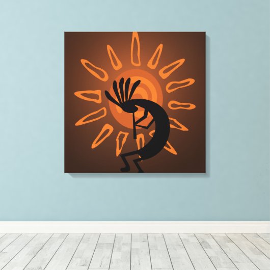 Südwest Kokopelli Sun Rustikal Wrapped Canvas Leinwanddruck (Insitu (Holzboden))