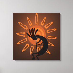 Südwest Kokopelli Sun Rustikal Wrapped Canvas Leinwanddruck