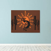Südwest Kokopelli Sun Rustikal Wrapped Canvas Leinwanddruck (Insitu (Holzboden))