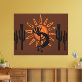 Südwest Kokopelli Sun Rustikal Wrapped Canvas Leinwanddruck (Insitu (Wohnzimmer))
