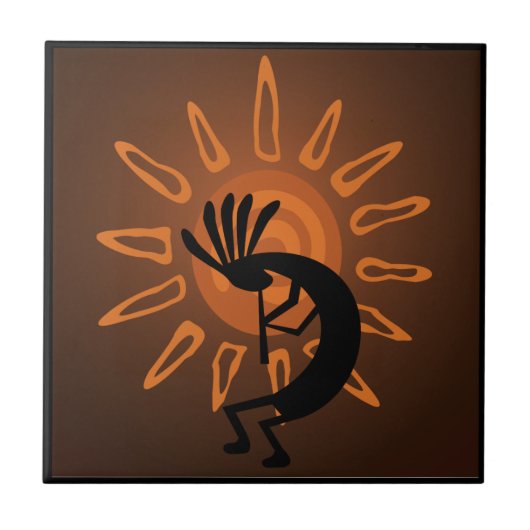 Südwest Kokopelli Sun Rustikale Tile Fliese (Vorderseite)