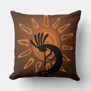 Südwest Kokopelli Sun Rustikales Wirbelkissen Kissen