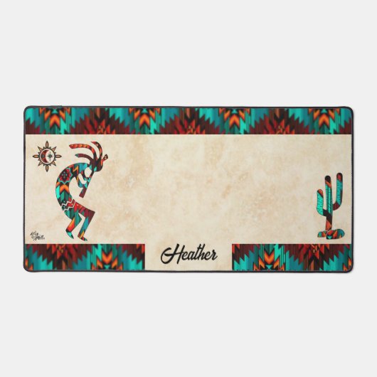 Südwest Kokopelli und Kaktus Schreibtischunterlage (Vorderseite)