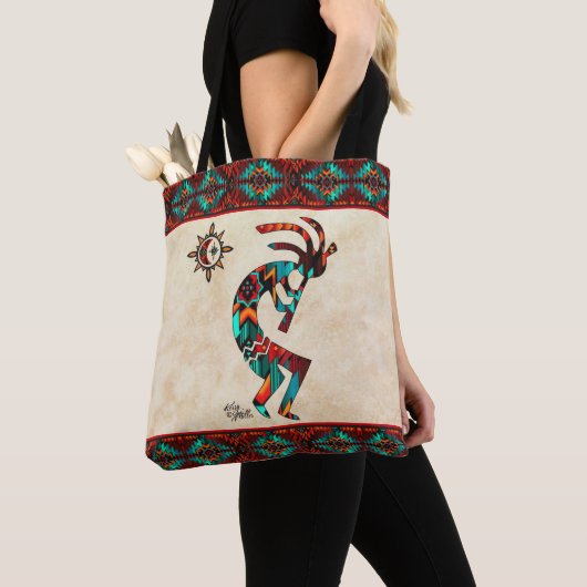 Südwest Kokopelli und Sun Tote Bag Tasche (Von Nahem)