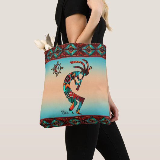 Südwest Kokopelli und Sun Tote Bag Tasche (Von Nahem)
