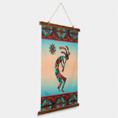 Südwest Kokopelli Wood Topped Wall Tapestes Wandteppich Mit Holzrahmen (Gewinkelt)