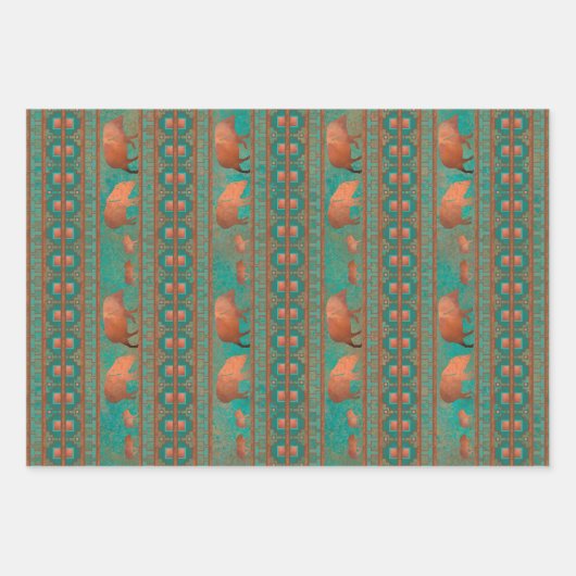 Südwest Kupfer Aquamarines Javelina geometrisches Geschenkpapier Set (Vorderseite 3)