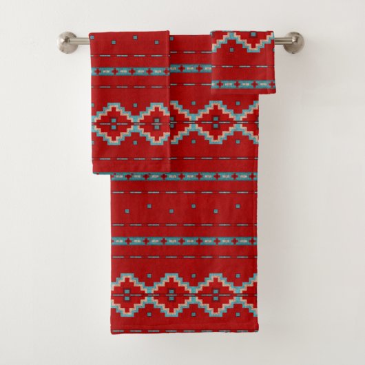 Südwest Mesas Red & Turquoise Badhandtuch Set (Insitu)