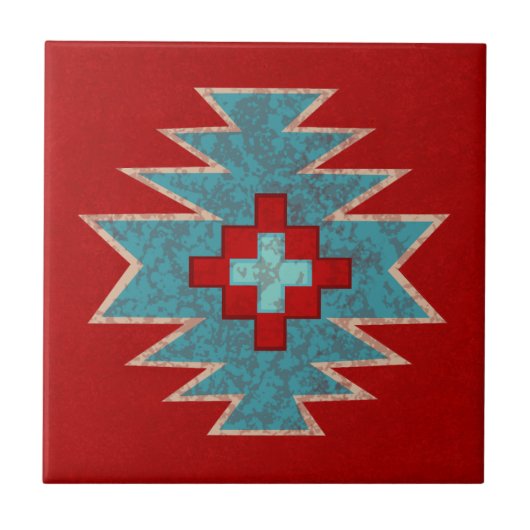 Südwest Mesas Red & Turquoise Fliese (Vorderseite)