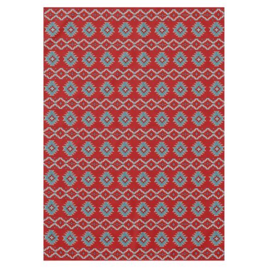 Südwest Mesas Red & Turquoise Geometric Medium Tischdecke (Vorderseite)