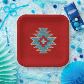 Südwest Mesas Red & Turquoise Geometric Muster Pappteller (Party)