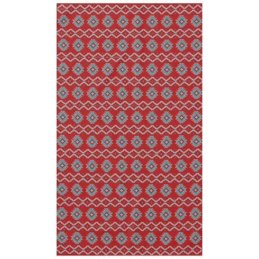 Südwest Mesas Red & Turquoise Geometric Muster Tischdecke (Vorderseite)