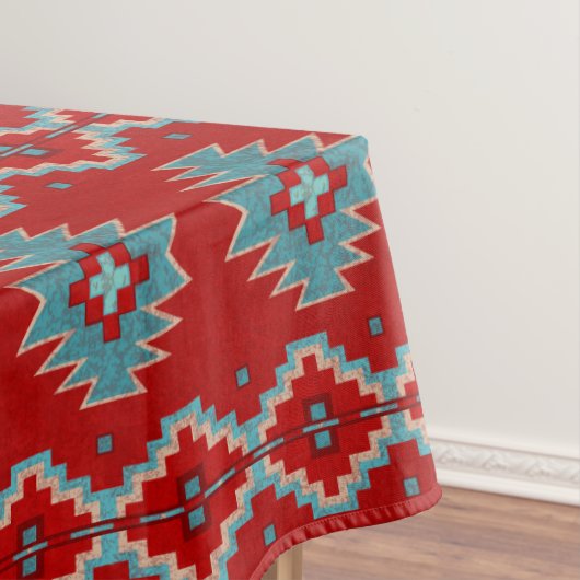 Südwest Mesas Red & Turquoise Geometric Muster Tischdecke (Beispiel)
