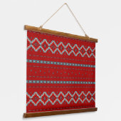 Südwest Mesas Red & Turquoise Geometric Muster Wandteppich Mit Holzrahmen (Gewinkelt)