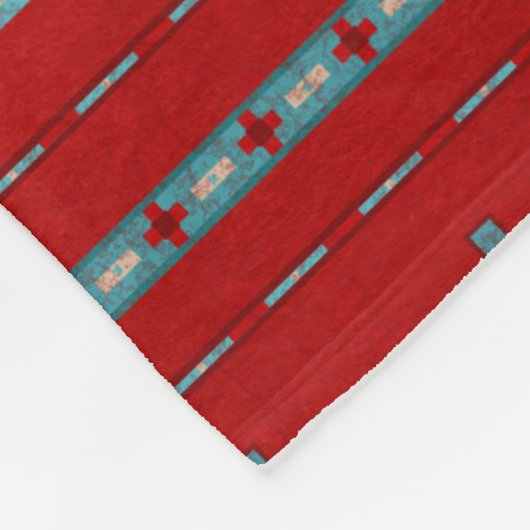 Südwest Mesas Red & Turquoise Medium Fleecedecke (Ecke)