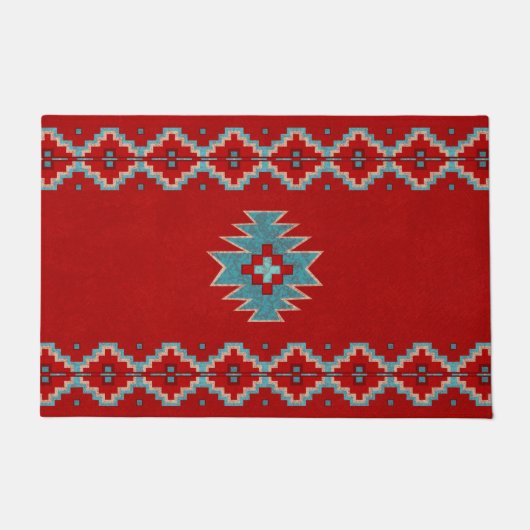 Südwest Mesas Red & Turquoise Personalisiert Fußmatte (Vorderseite)