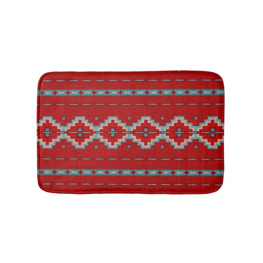 Südwest Mesas Red & Turquoise Small Badematte (Vorderseite)