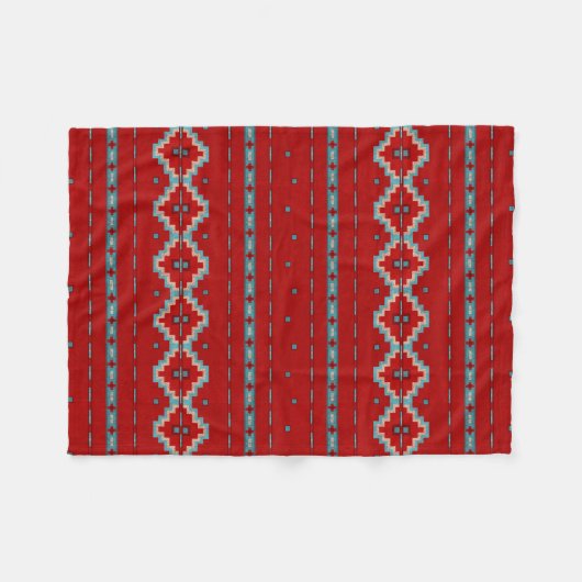 Südwest Mesas Red & Turquoise Small Fleecedecke (Vorderseite (Horizontal))