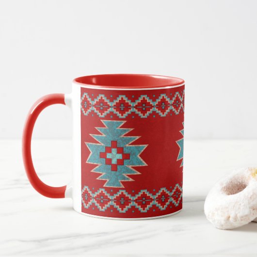 Südwest Mesas Red & Turquoise Tasse (Mit Donut)